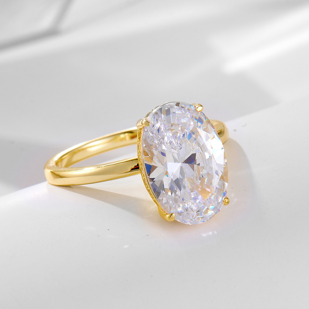 925 Silver Oval Cubic Zirconia Engagement Ring Set Vintage CZ Rings Wholesale